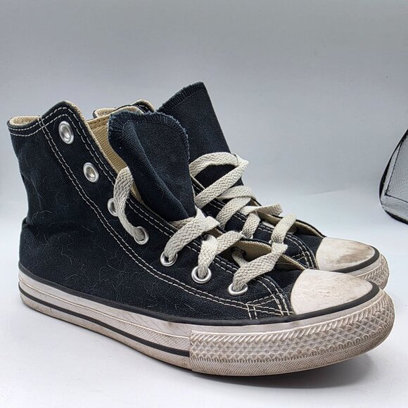 Converse Chuck Taylor All Star Youth Size 2 Black Canvas High Top Sneakers Shoes - Picture 1 of 13